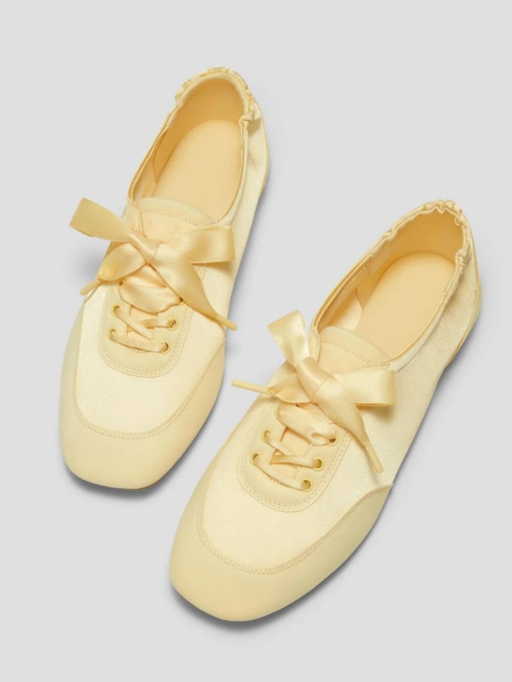 VIVAIA Women's Cristina Square-Toe Lace-Up Satin Sneakerina Yellow Size 8